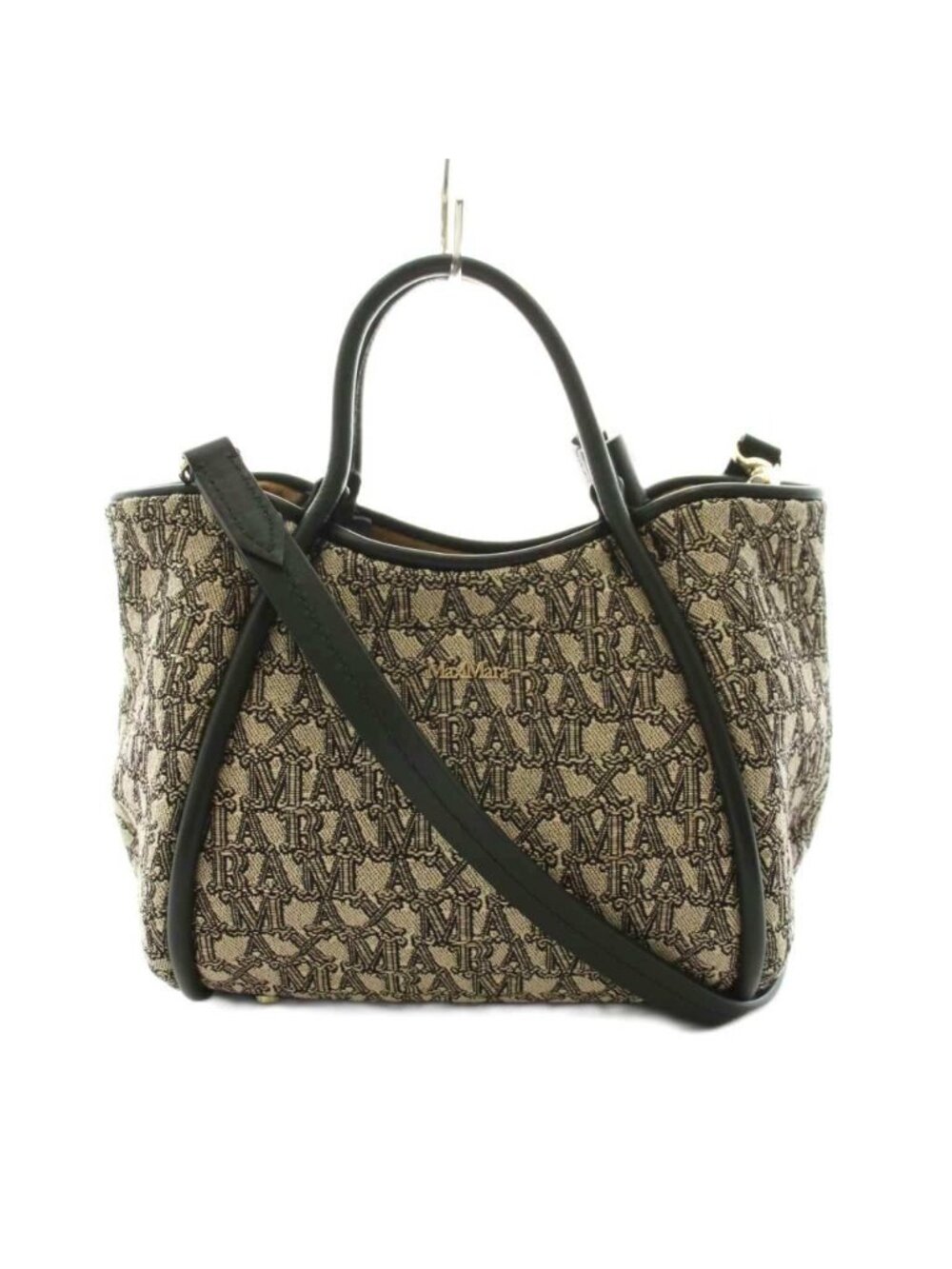 Max Mara Marine XS Glam Shoulder Bag Jacquard Logo Beige Black